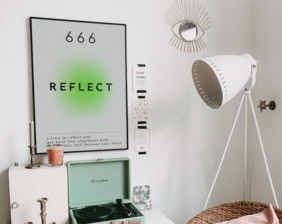 Angel Number 666 Reflect Minimalist Aura Spiritual Art Poster