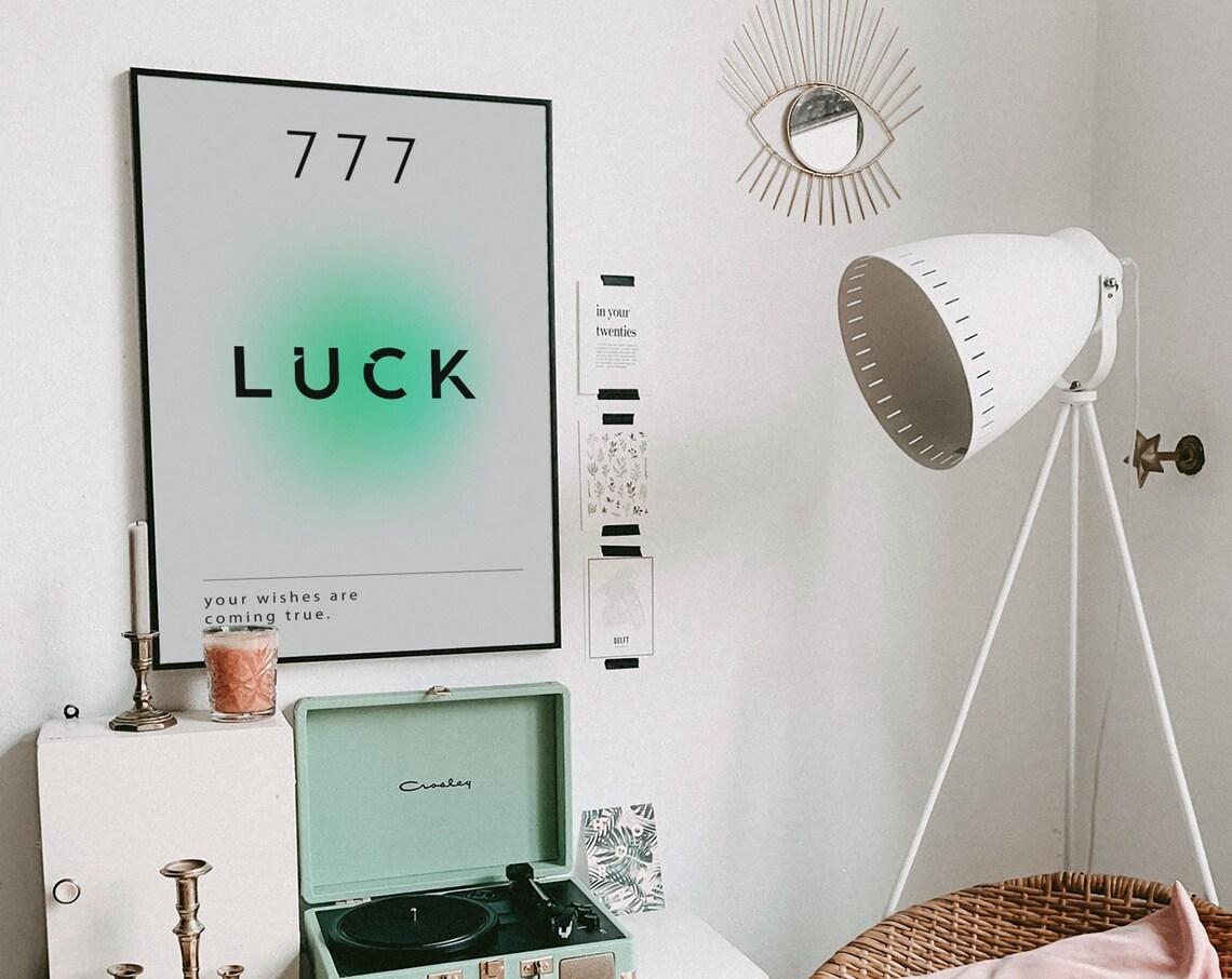 Angel Number 777 Luck Minimalist Aura Spiritual Affirmation Poster