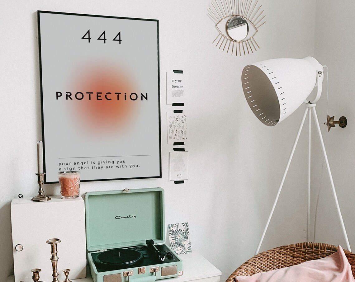 Angel Number 444 Protection Minimalist Aura Spiritual Art Poster
