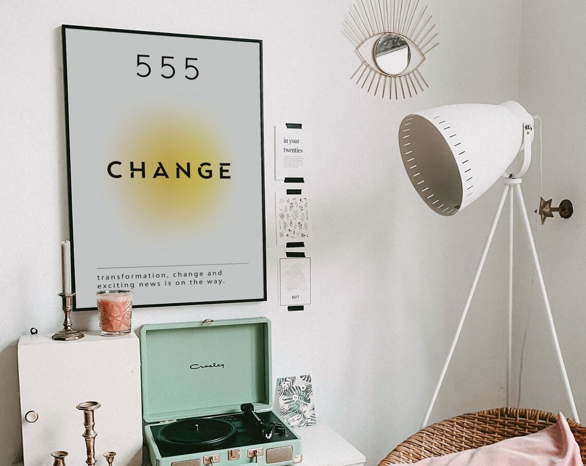 Angel Number 555 Change Minimalist Aura Spiritual Art Poster