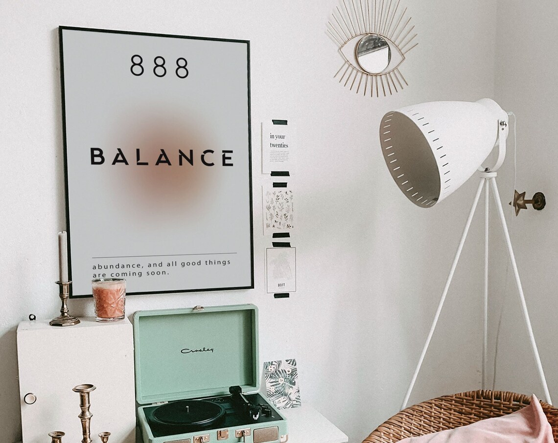 Angel Number 888 Balance Minimalist Aura Spiritual Art Poster