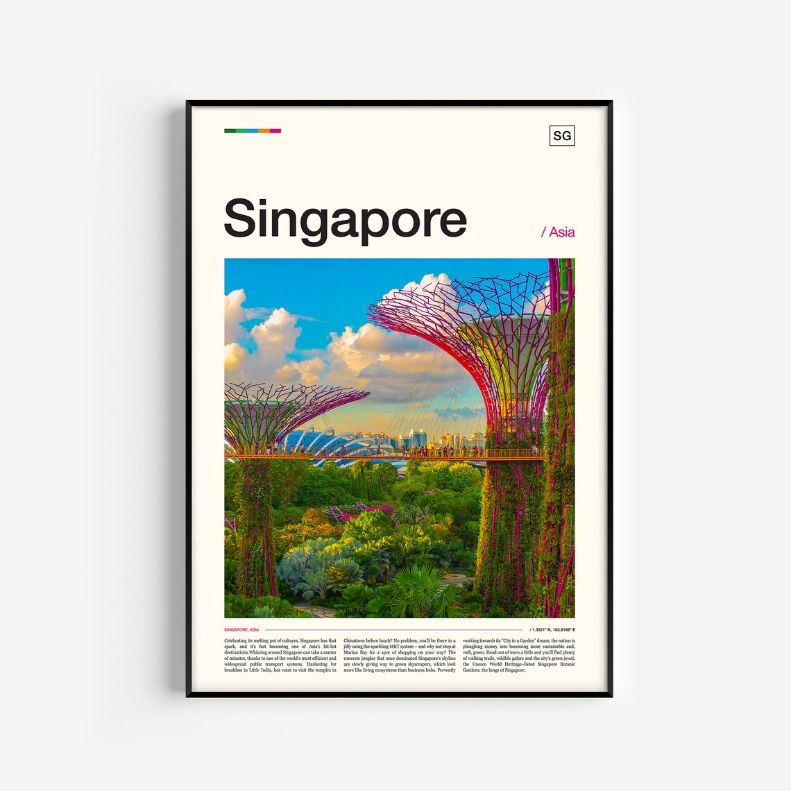 Singapore Travel Poster, Asia City Wall Art Print