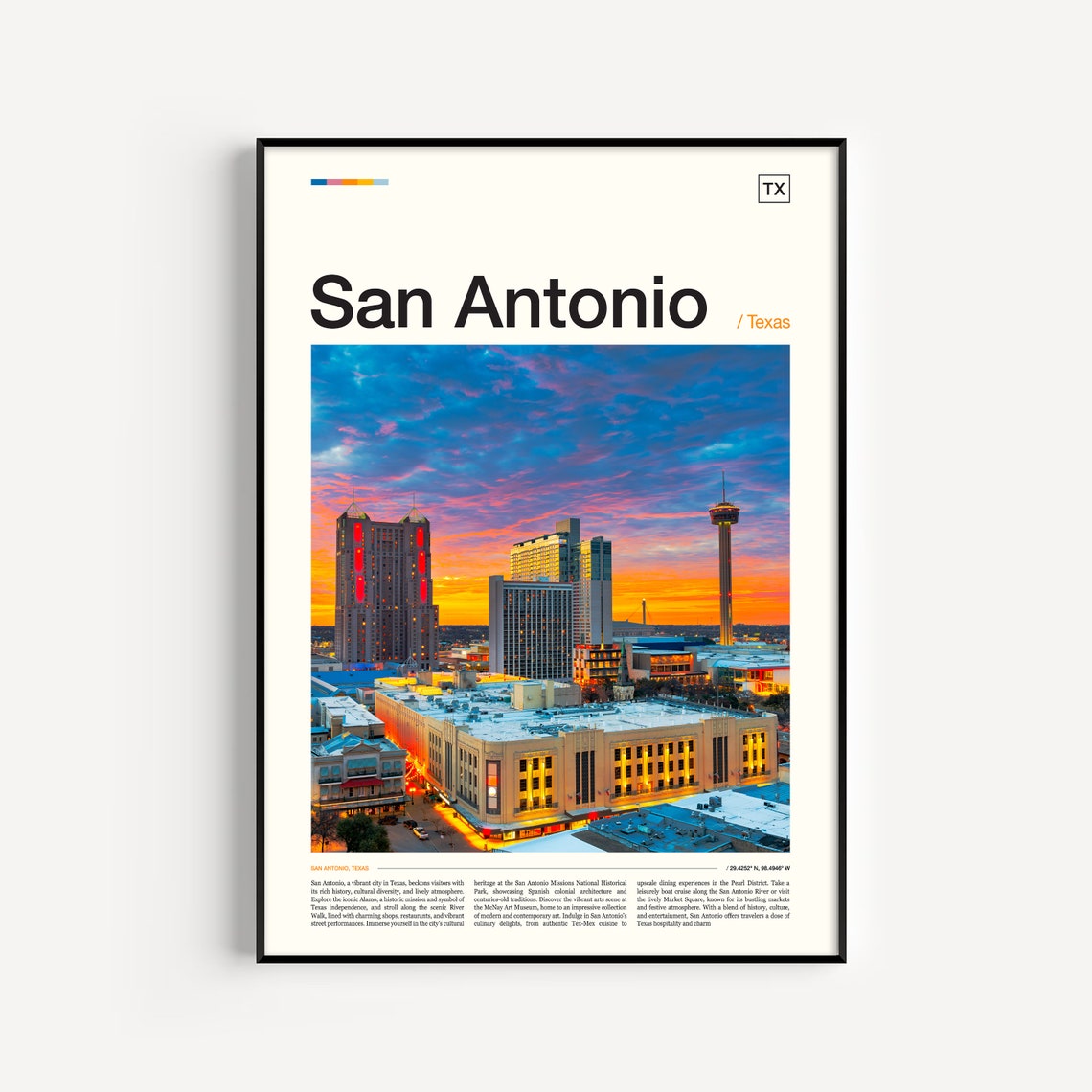 San Antonio Texas Downtown Sunset Skyline Evening Photo Poster