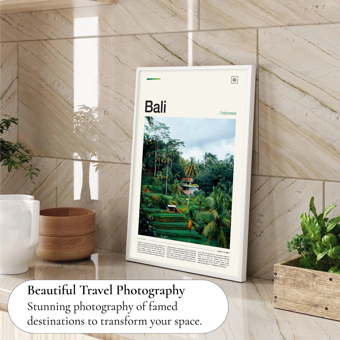 Bali Indonesia Palm Trees Rice Terrace Village Tropical Photo Poster - Image 4