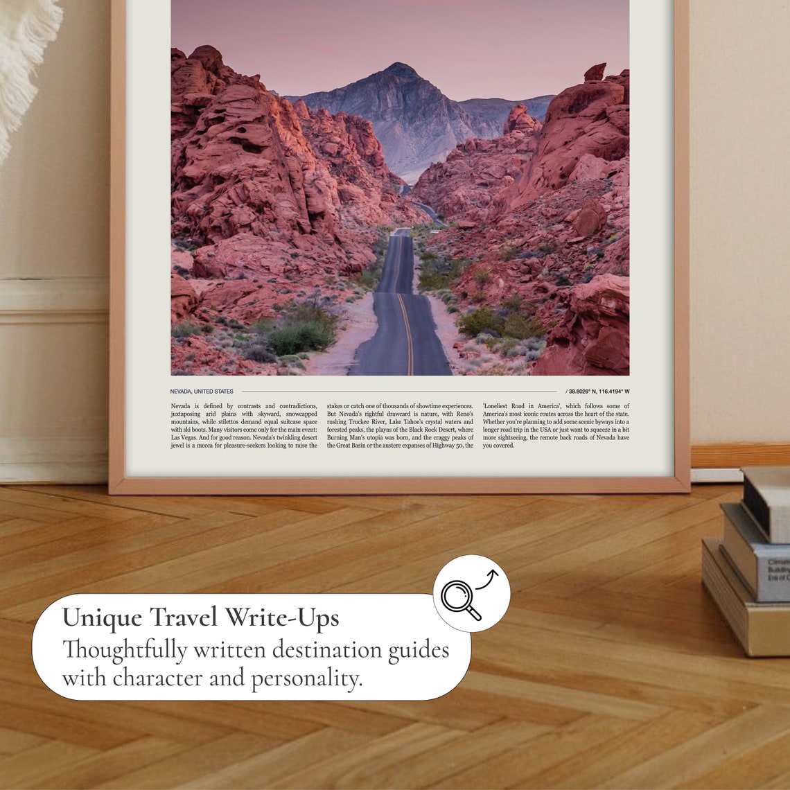 Nevada Scenic Desert Red Rock Road Sunset Editorial Travel Poster - Image 2