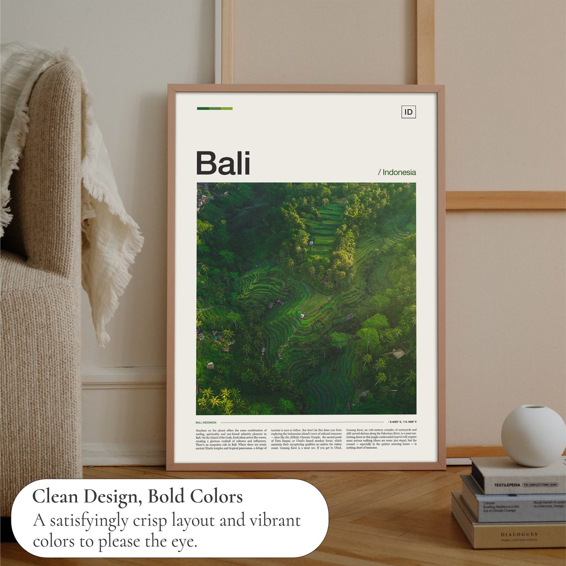 Bali Indonesia Rice Terrace Jungle Aerial Green Landscape Photo Poster - Image 3