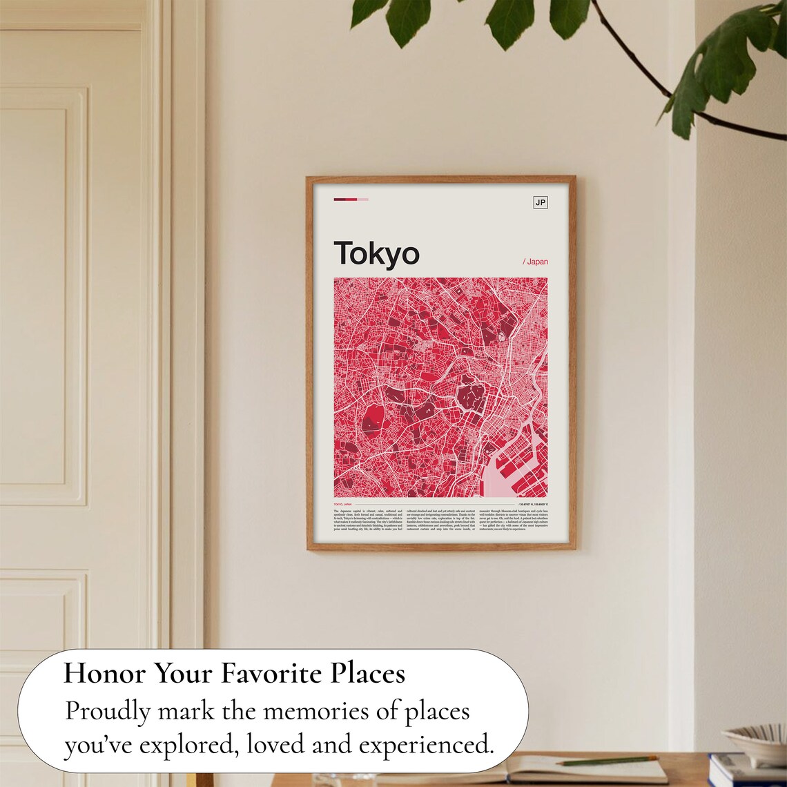 Tokyo City Street Map Red Modern Japanese Cartography Poster - Image 5