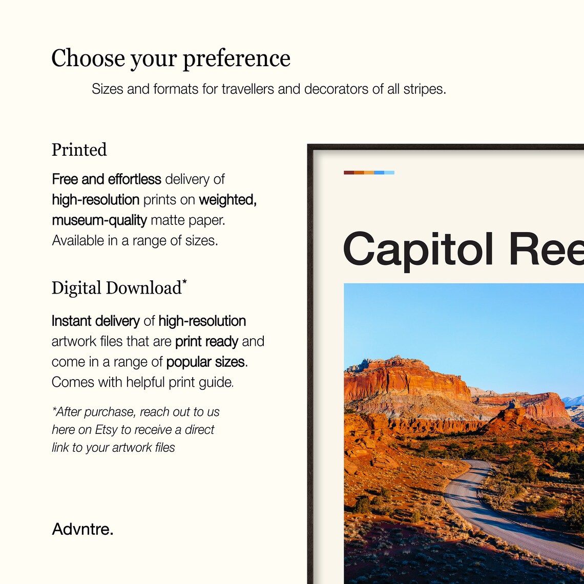 Capitol Reef National Park Utah Red Rock Desert Road Photo Travel Poster - Image 3