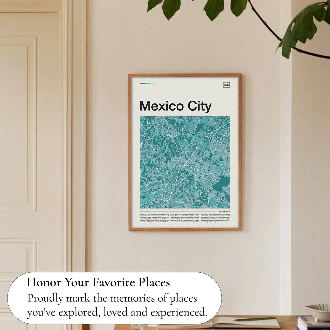 Mexico City Mexico Modern Teal Minimalist Street Map Art Poster - Image 5