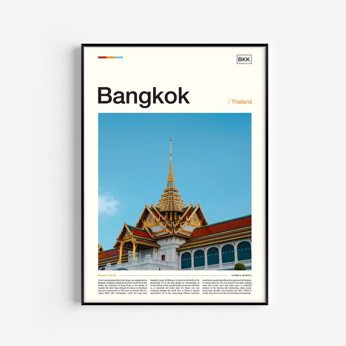 Bangkok Travel Poster, Thailand Art Print
