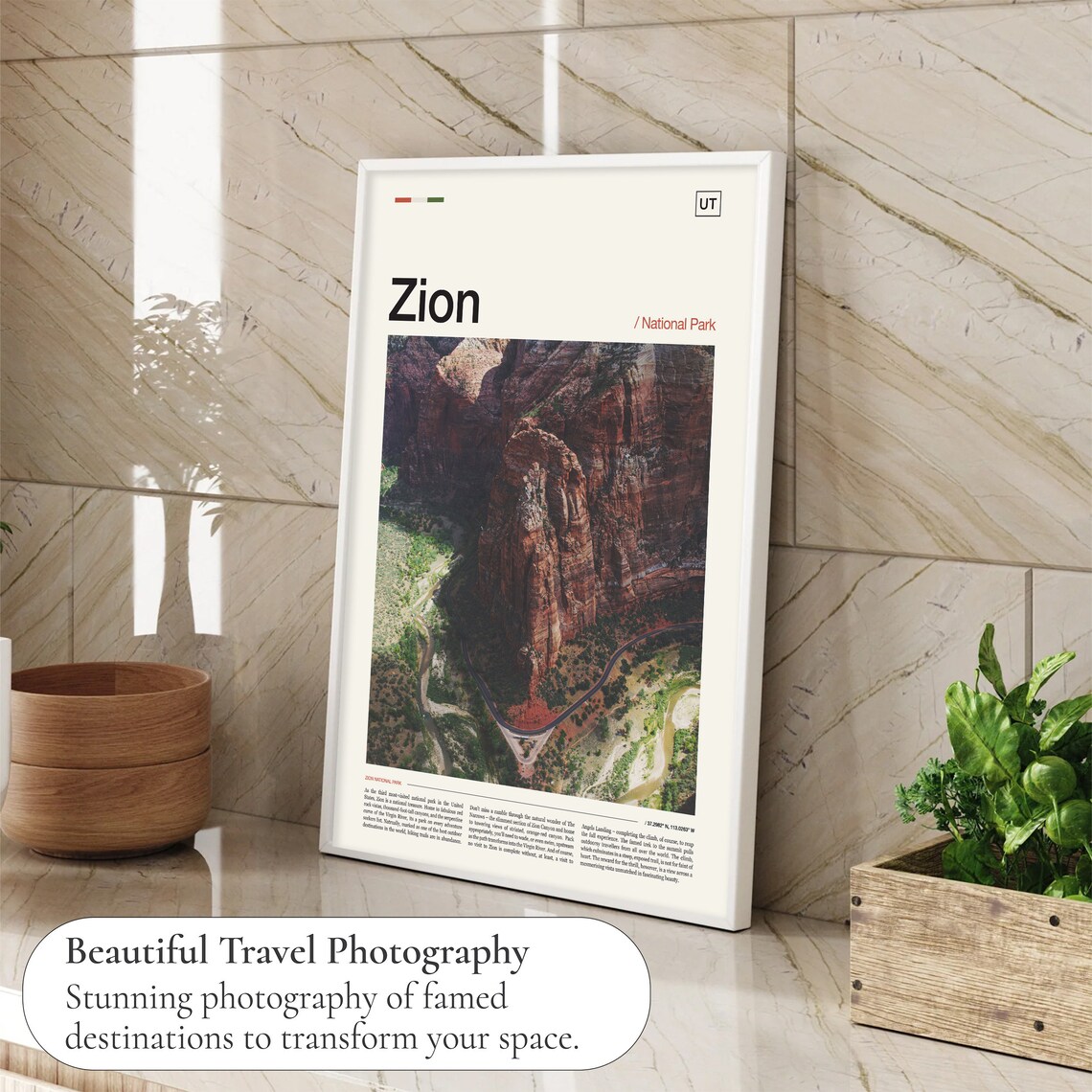 Zion National Park Red Canyon Switchback Road Aerial Photography Poster - Image 4