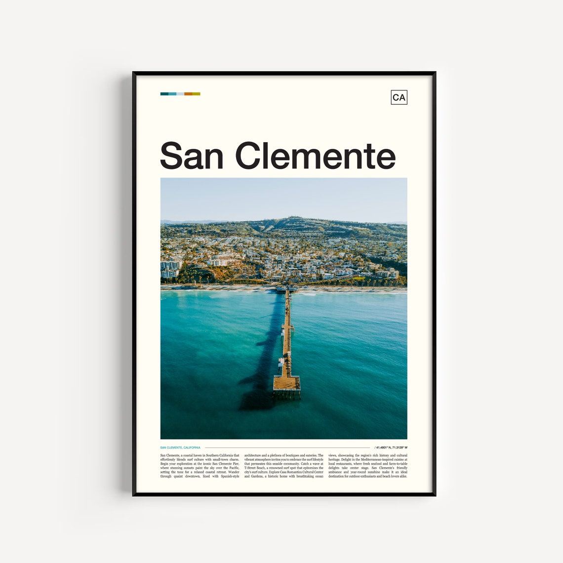 San Clemente Pier Aerial Ocean California Surf Town Beach Photo Poster