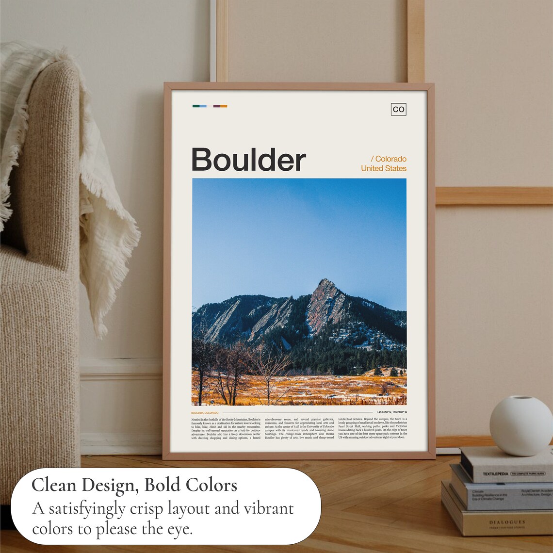 Boulder Travel Poster, Colorado City Art Print - Image 3