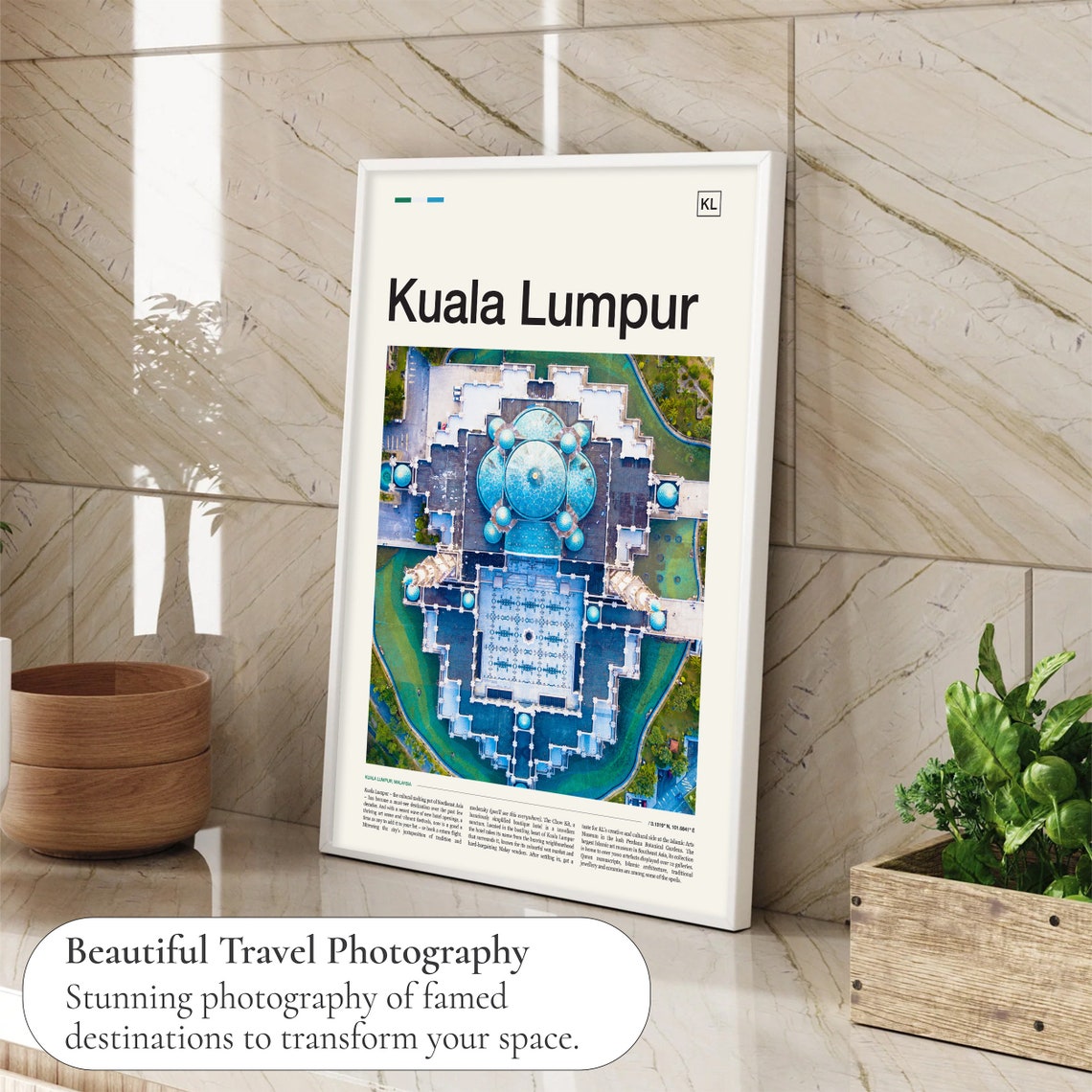 Kuala Lumpur Blue Domed Mosque Aerial Editorial Travel Poster - Image 4