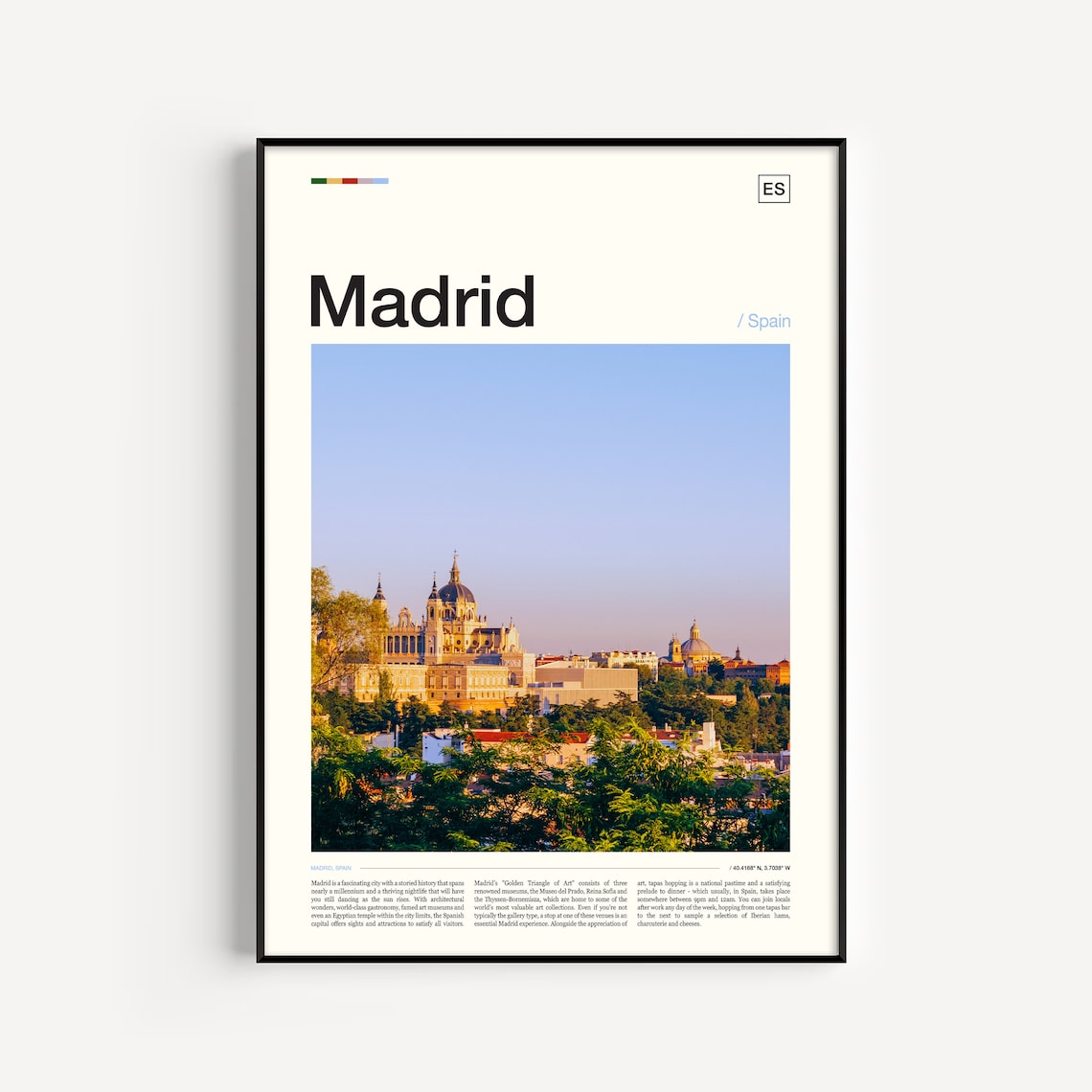 Madrid Cathedral Skyline Sunset Spain Capital City View Photo Poster