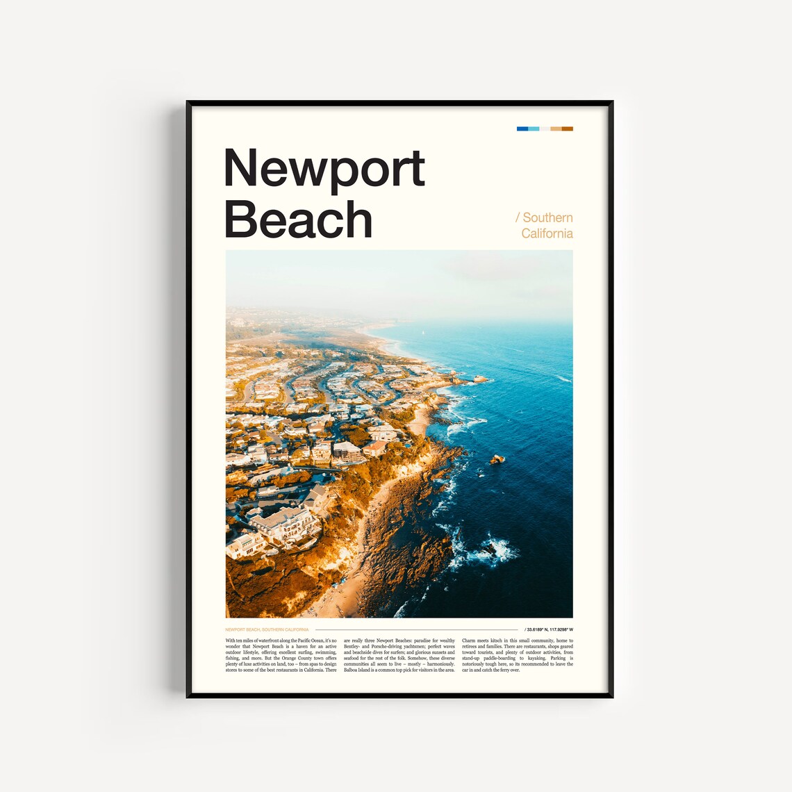 Newport Beach Travel Poster, Ocean & Beach Decor
