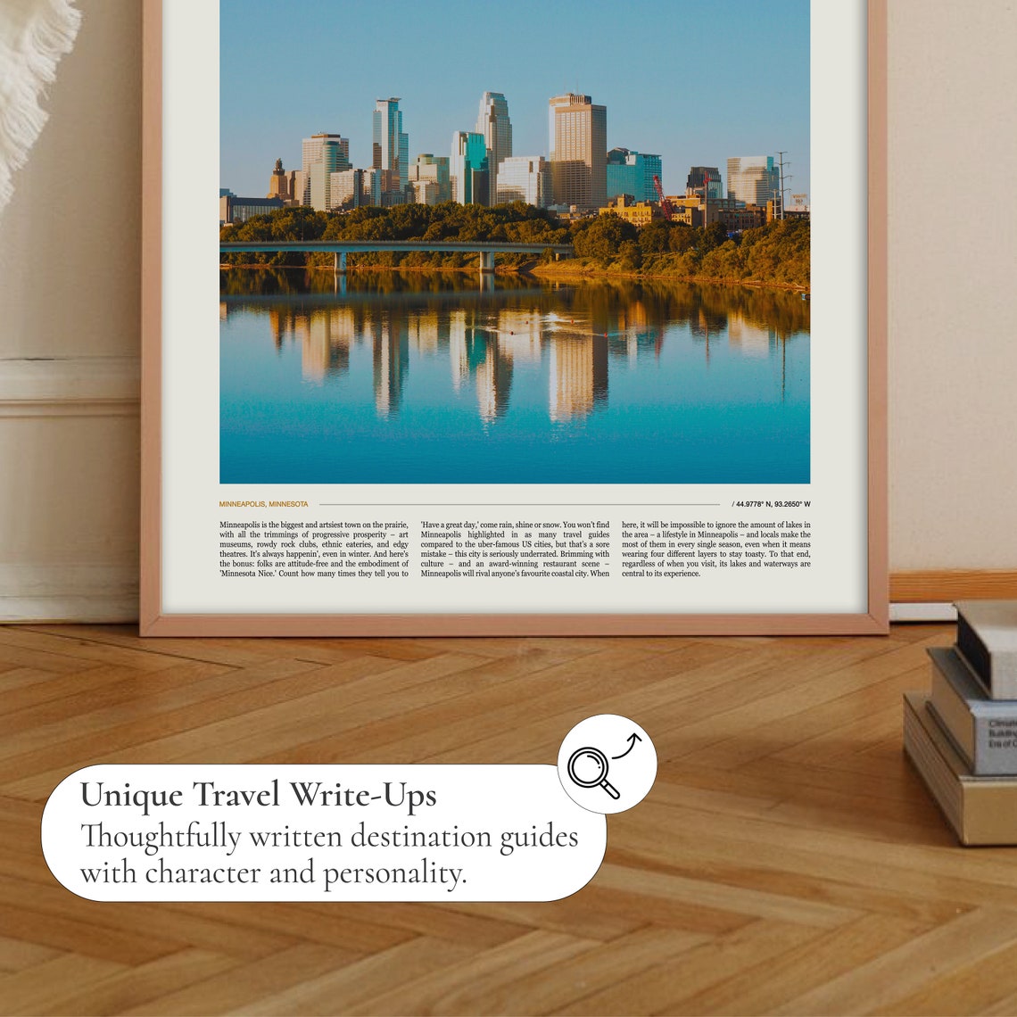 Minneapolis Minnesota Skyline Reflected Water Golden Light Poster - Image 2