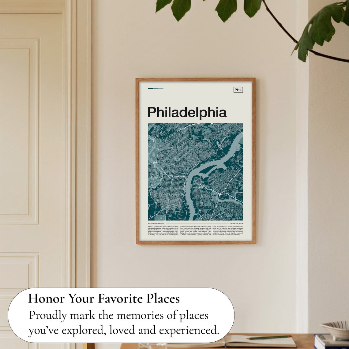 Philadelphia City Street Map Deep Teal Cartography Art Poster - Image 5