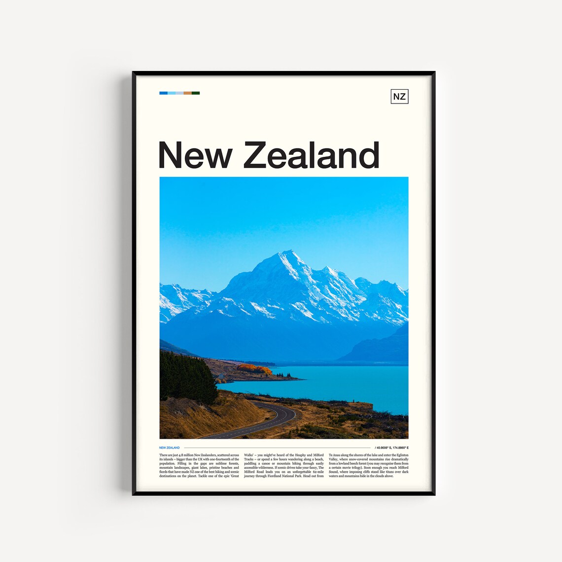 New Zealand Travel Poster, Place-Inspired Wall Art