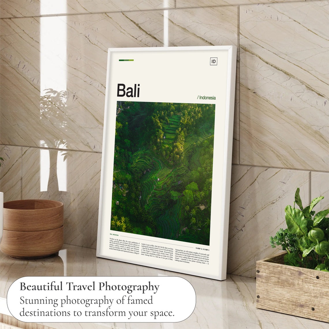 Bali Indonesia Rice Terrace Jungle Aerial Green Landscape Photo Poster - Image 4