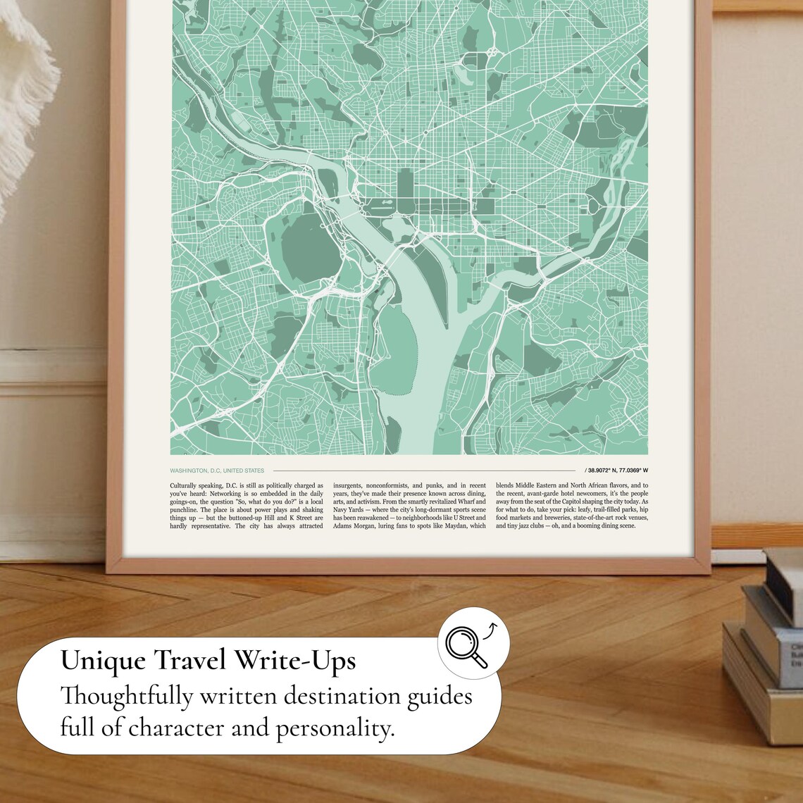 Washington DC United States Mint Green City Map Travel Poster - Image 2