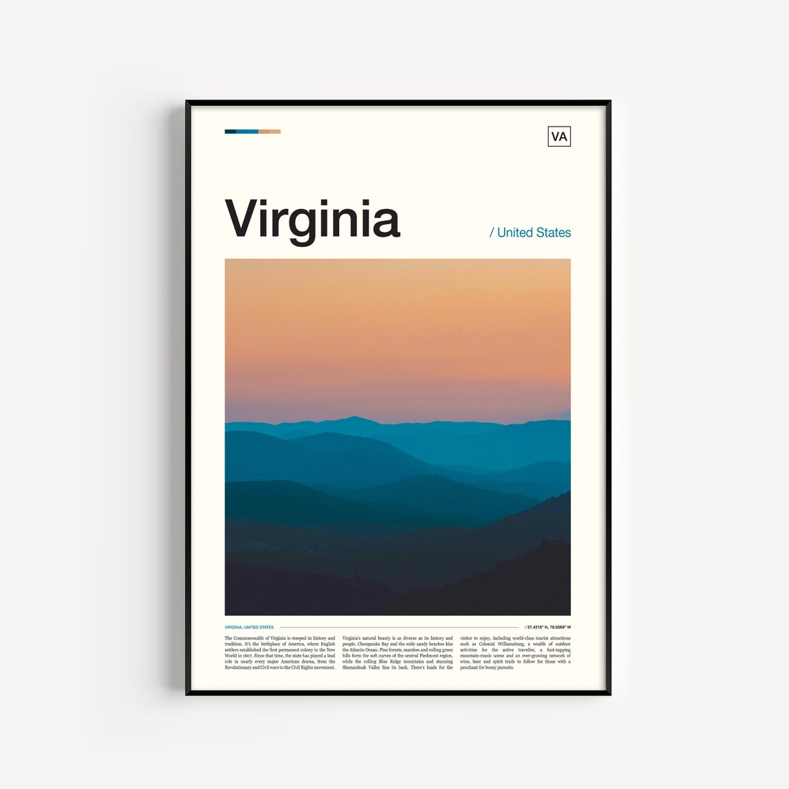 Virginia Blue Ridge Mountain Sunset Gradient Landscape Poster