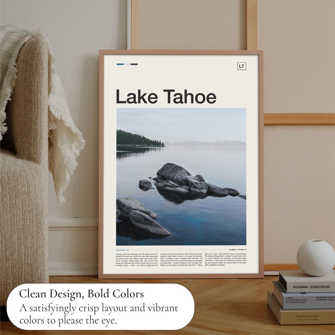Lake Tahoe USA Serene Shoreline Rocks Mountain View Photo Poster - Image 3