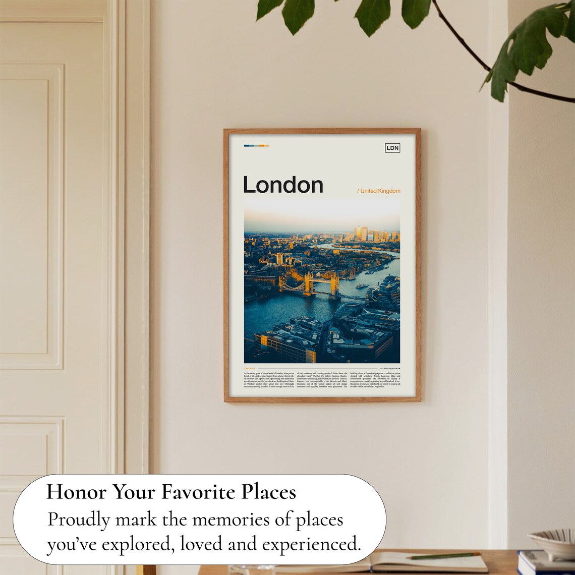 London United Kingdom Aerial Thames Tower Bridge City Skyline Poster - Image 5