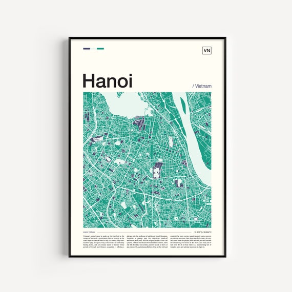 Hanoi Map Print, Vietnam Travel Poster