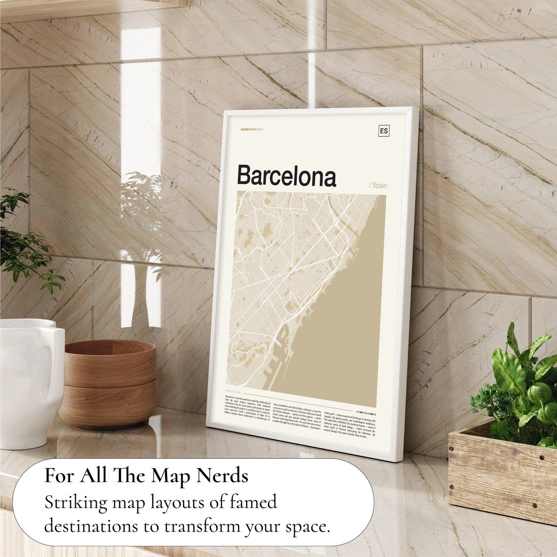 Barcelona Spain Minimalist City Street Map Beige Modern Wall Poster - Image 4