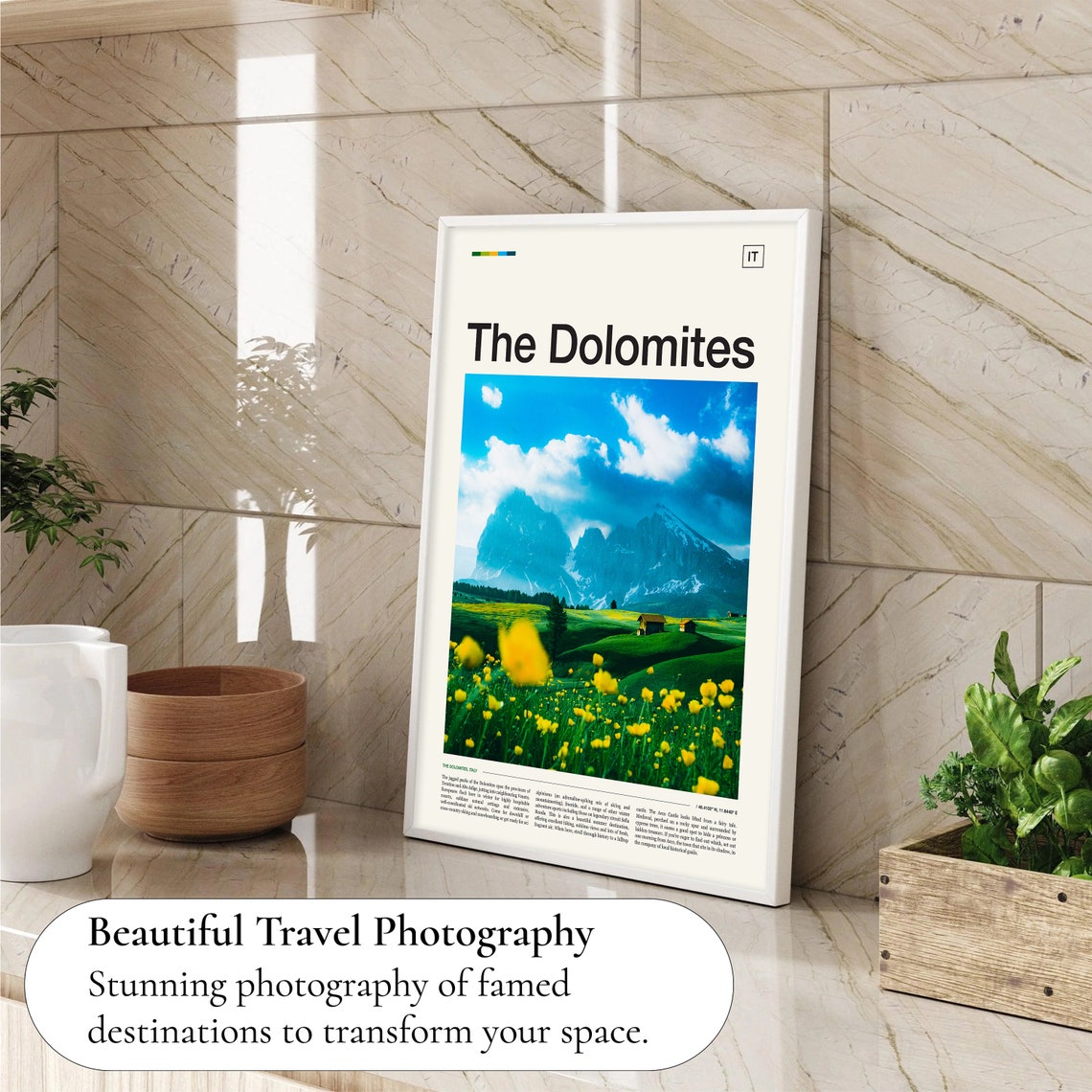 Dolomites Italian Alps Yellow Wildflower Meadow Mountain Poster - Image 4
