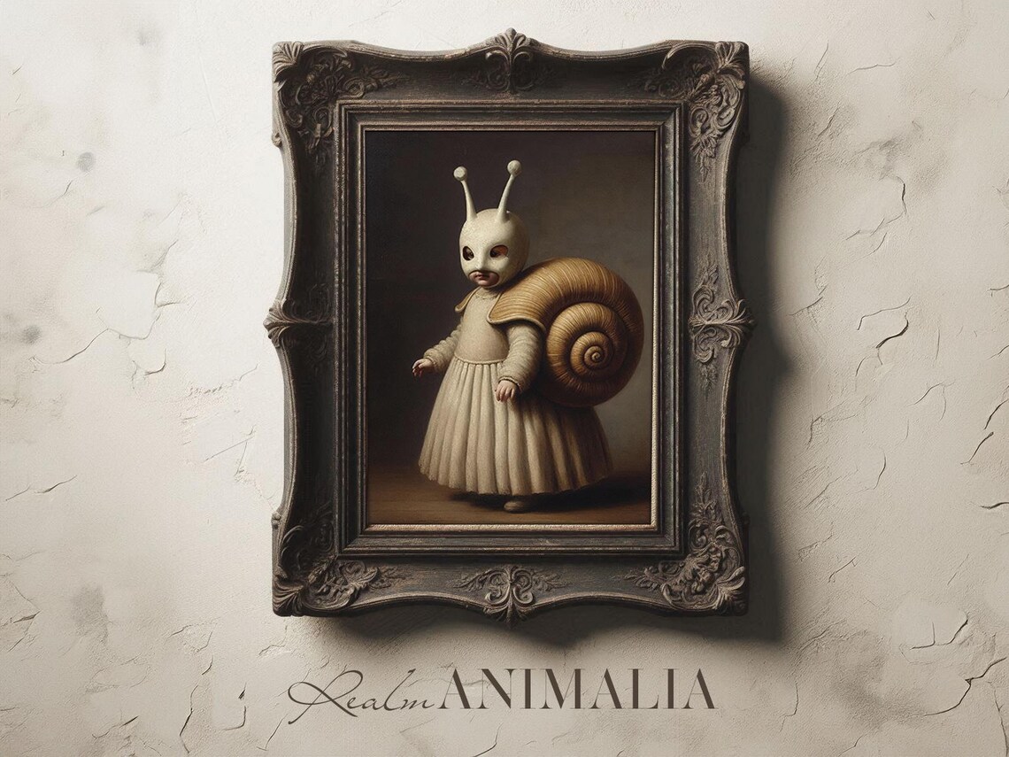 Child in Snail Costume Vintage Portrait Art Print - Image 2