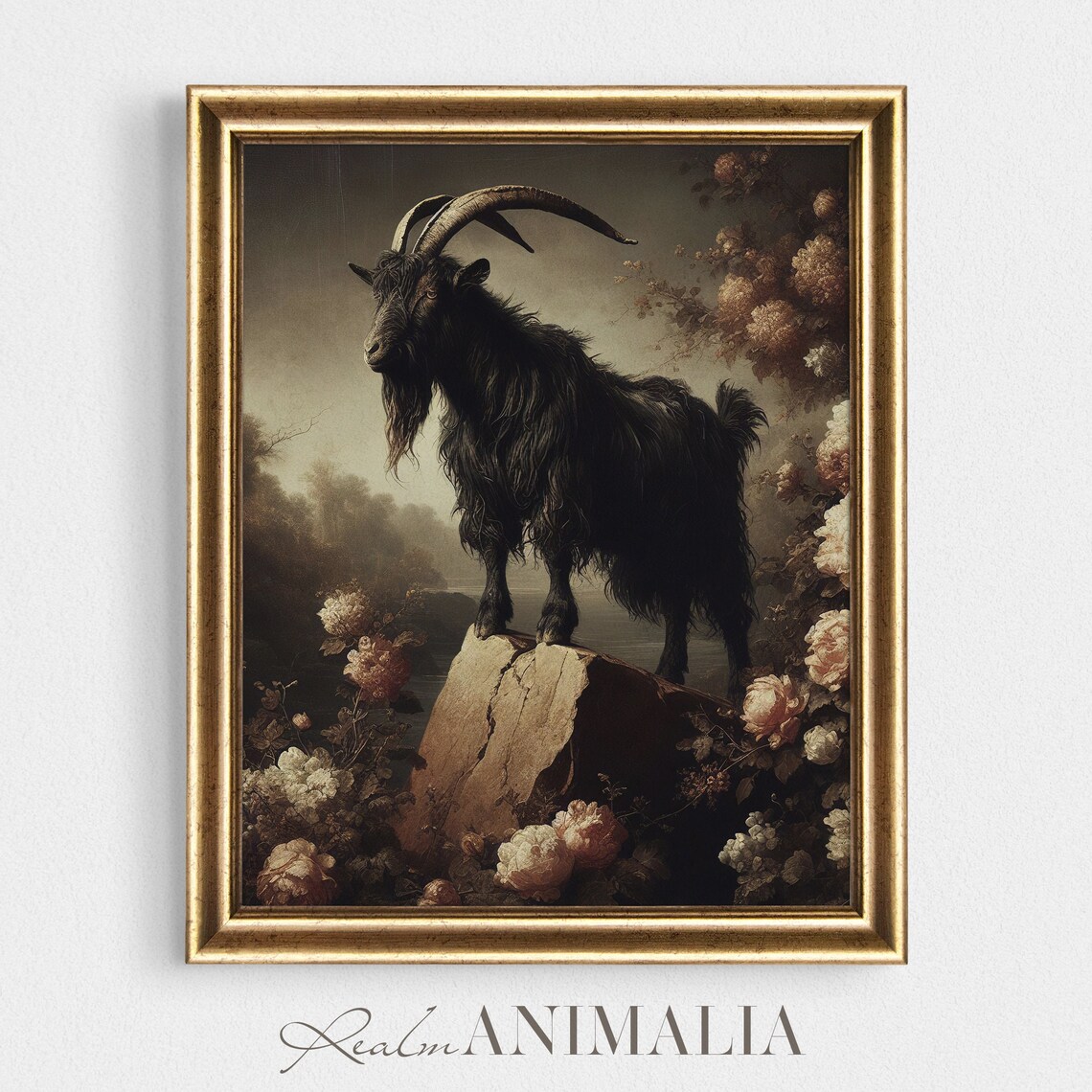 Vintage Black Goat Art Print, Cottagecore Animal - Image 4