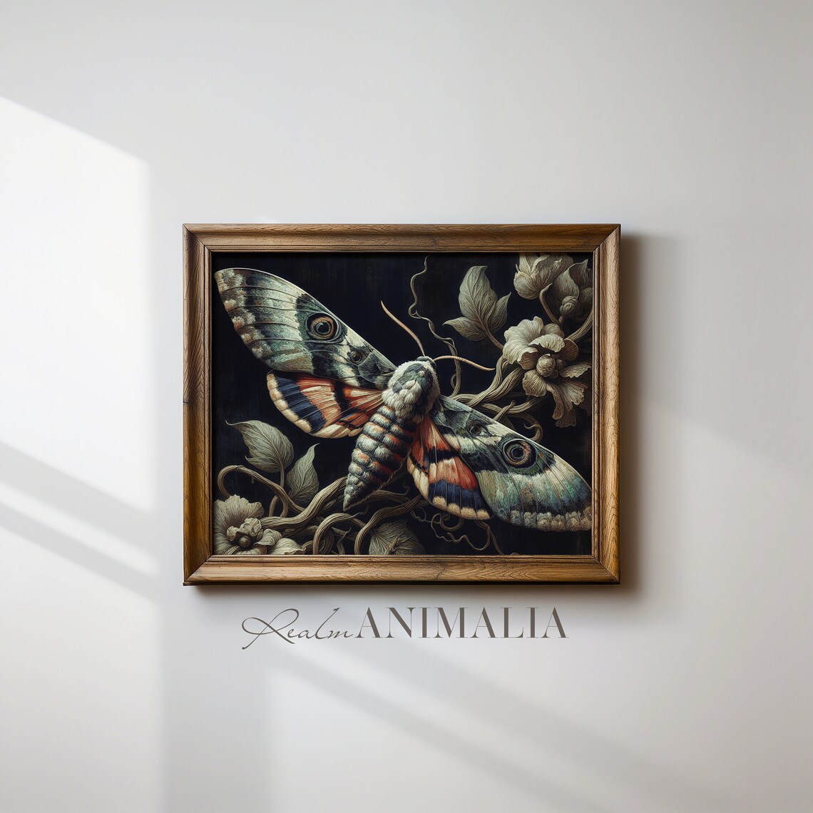 Vintage Moth Oil Painting Dark Botanical Eyed Wings Gothic Insect Poster - Image 4