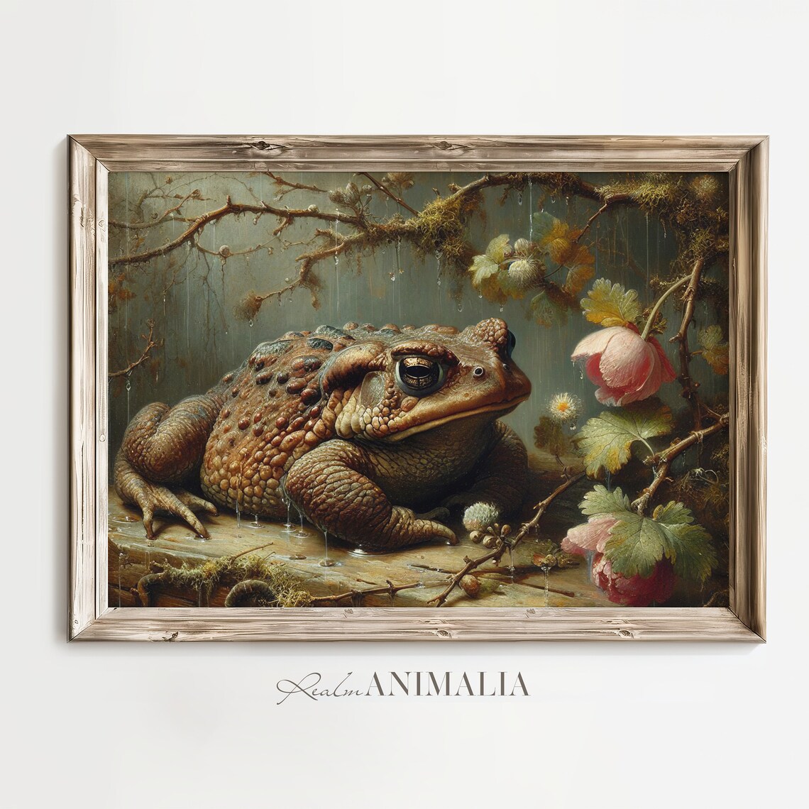 Toad In Rain Vintage Cottagecore Art Print - Image 2
