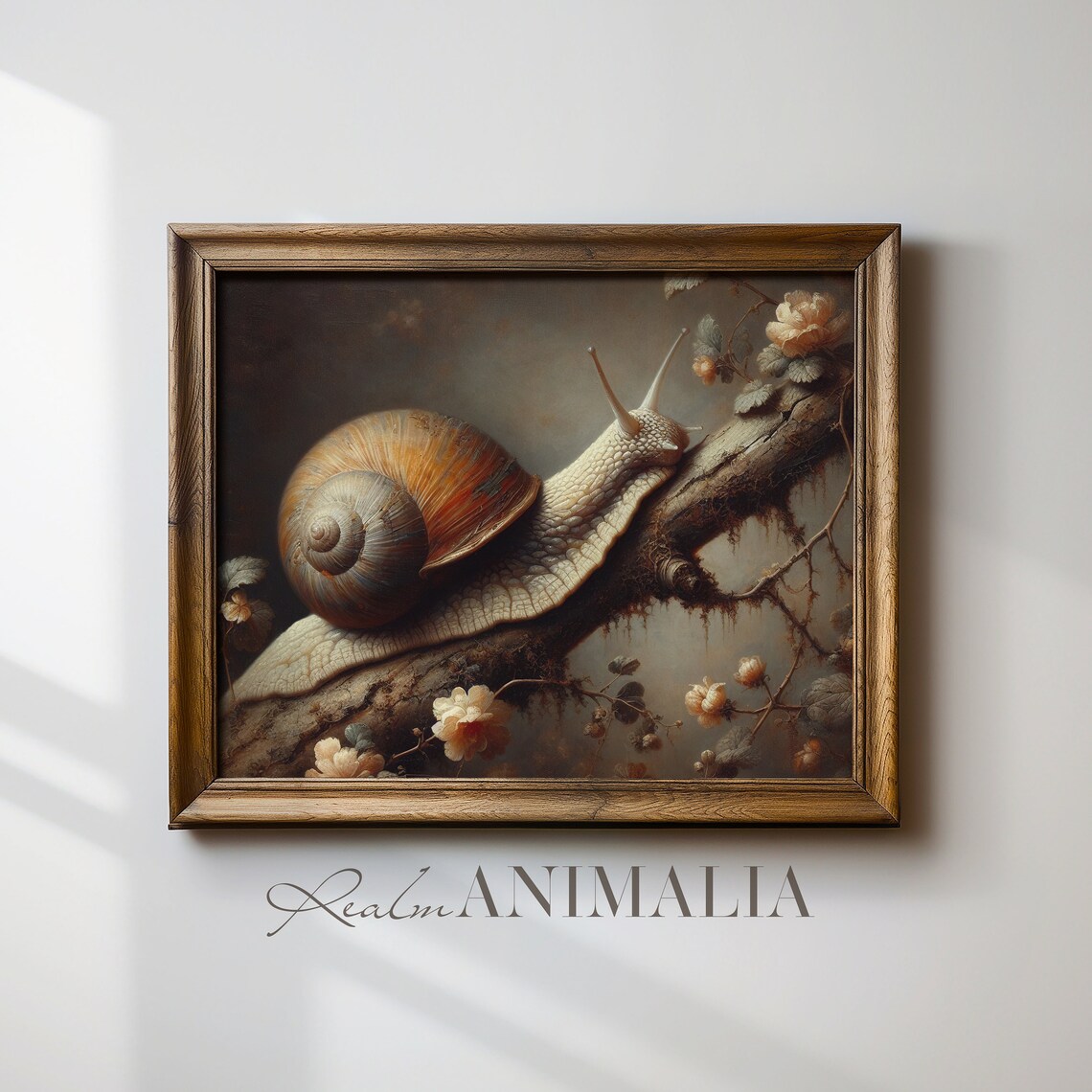 Vintage Snail Art Print, Moody Botanical Cottagecore - Image 2