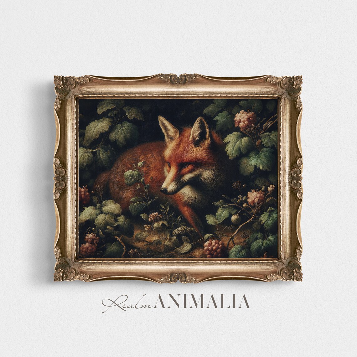 Fox Vintage Art Print, Dark Cottagecore Decor - Image 2