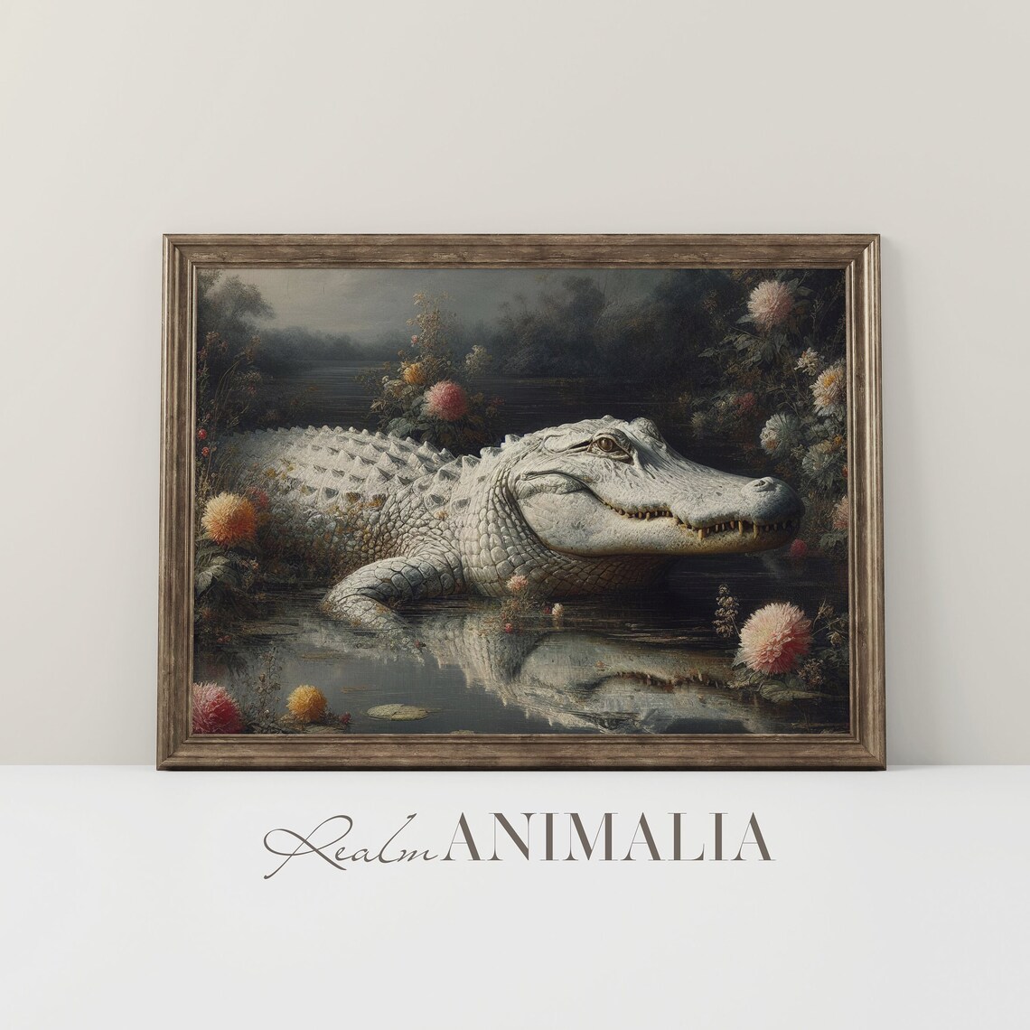 Vintage Alligator Painting, Antique Reptile Art Print - Image 2
