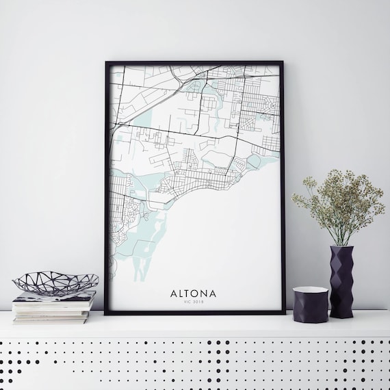 Altona Melbourne Suburb Minimalist Street Map Line Art City Poster