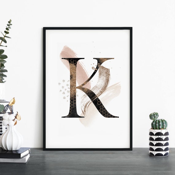 Letter K Alphabet Abstract Print Wall Art 4x6 5x7 A4 A3 A2 A1