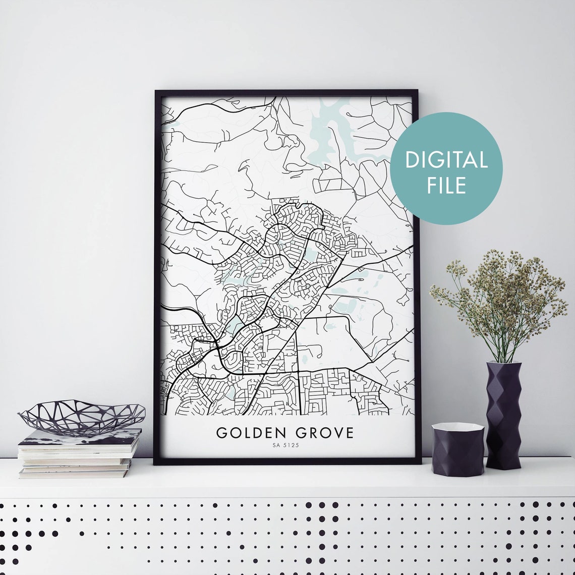 Elegant Golden Grove Adelaide Australia City Map Poster in Gray