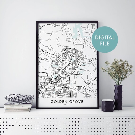 Elegant Golden Grove Adelaide Australia City Map Poster in Gray