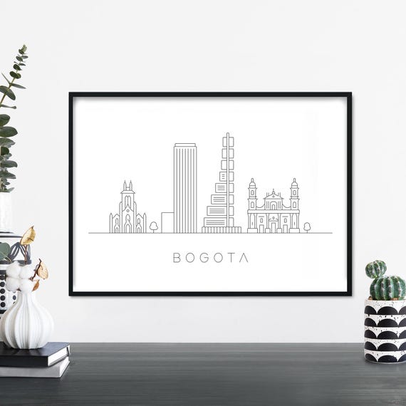 Bogota City Skyline Linear Illustration Print Wall Art 4x6 5x7 A4 A3 A2 A1
