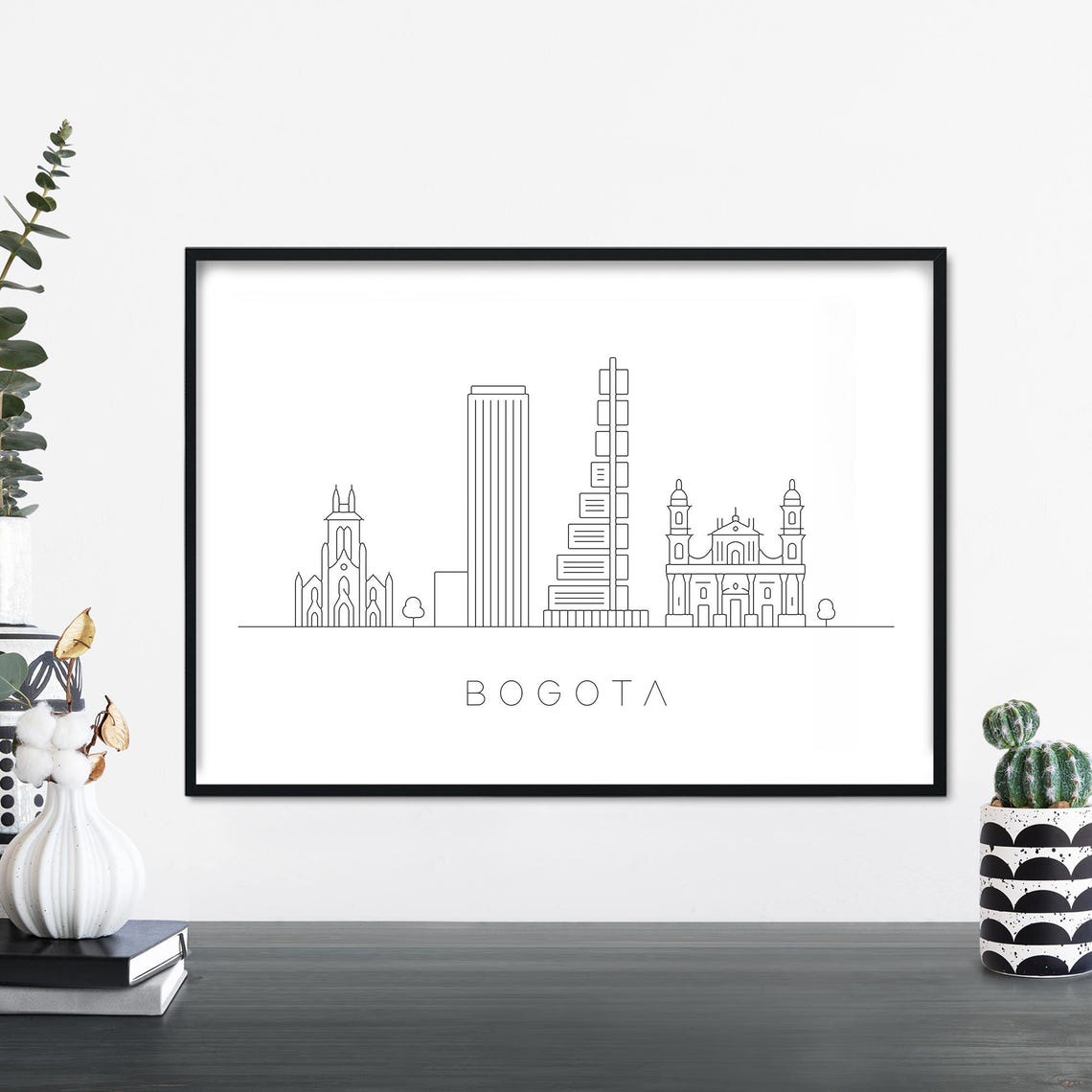 Bogota Colombia City Skyline Minimal Linear Landmarks Travel Poster