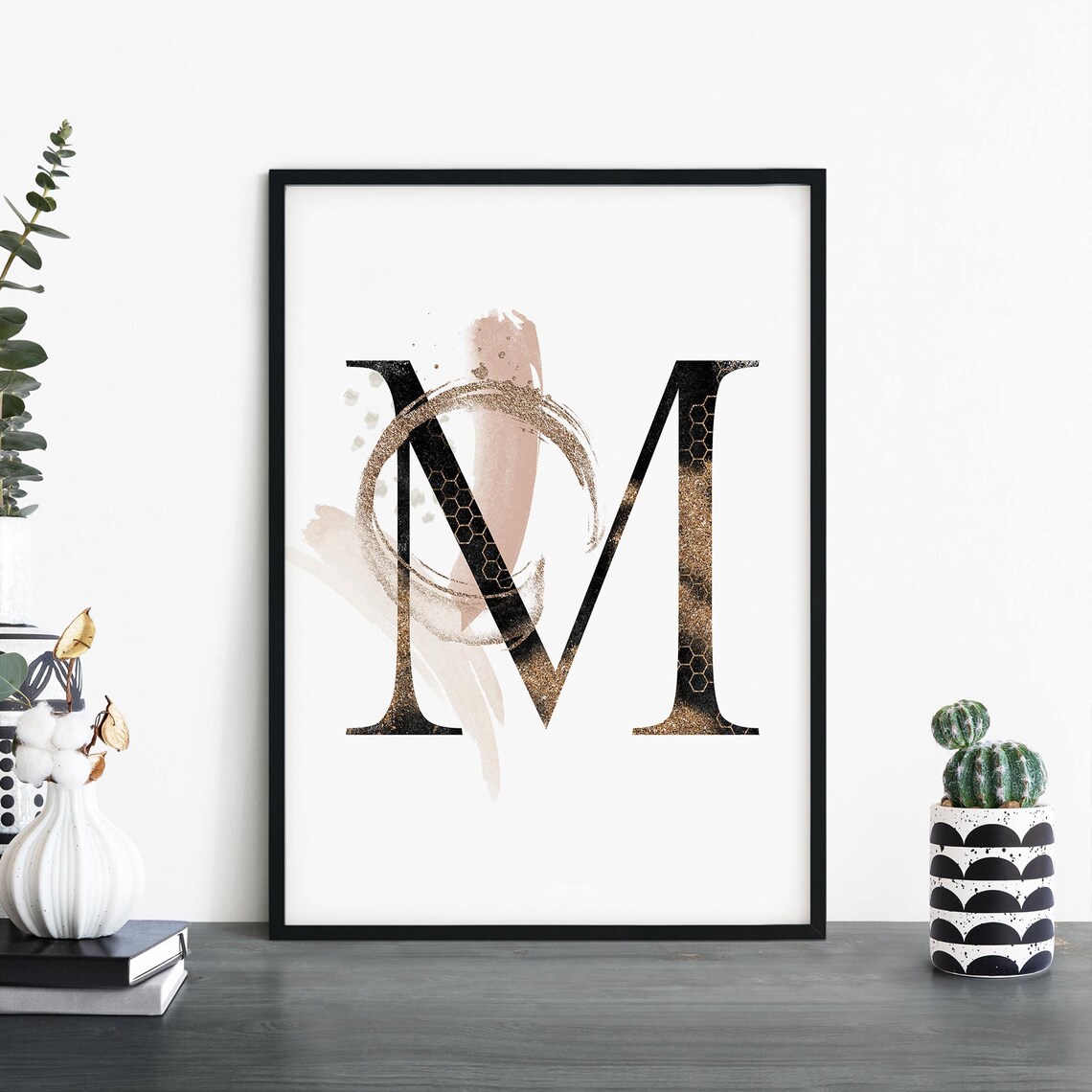 Letter M Abstract Art Print for Nursery Decor