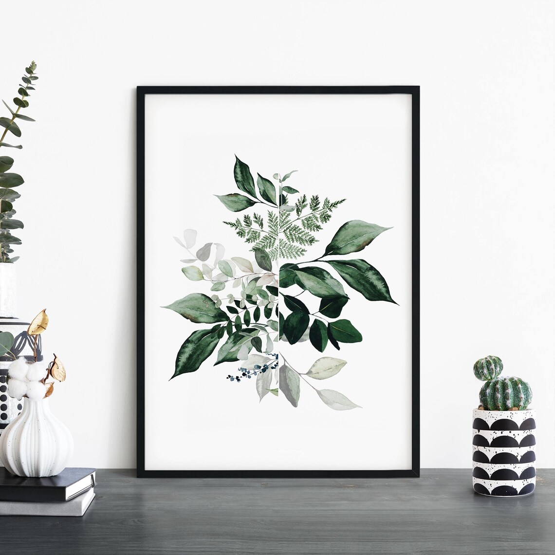Botanical Dream No11 Radiant Fern Starburst Watercolor Leaf Poster