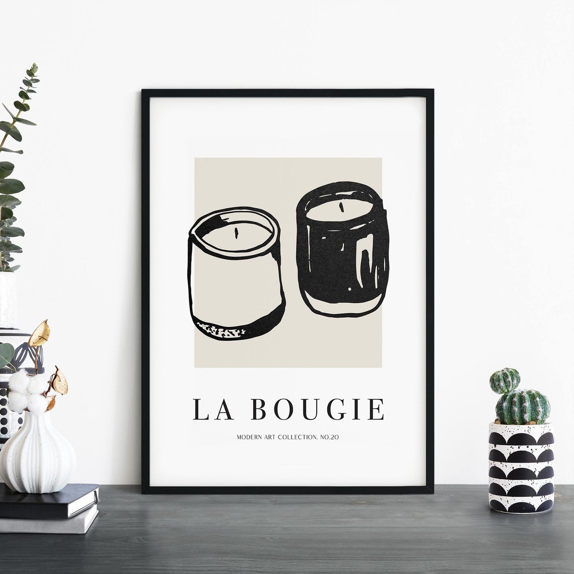 La Bougie Minimalist Candle Sketch French Home Decor Art Poster