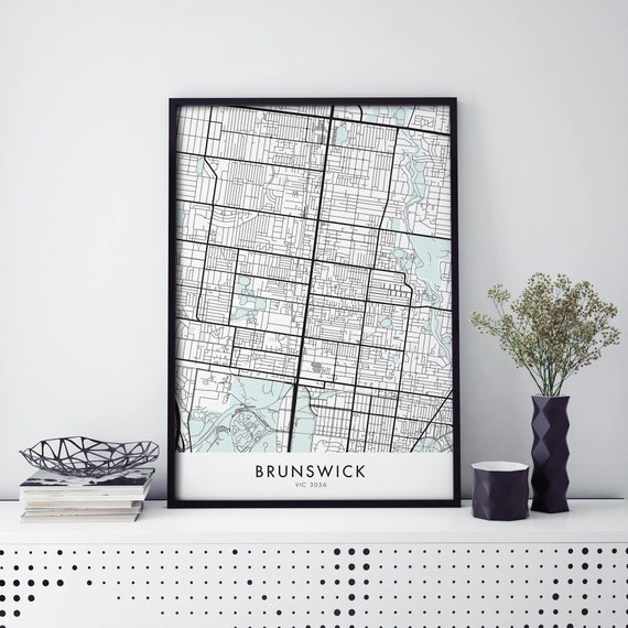 Brunswick Melbourne City Map Art Print