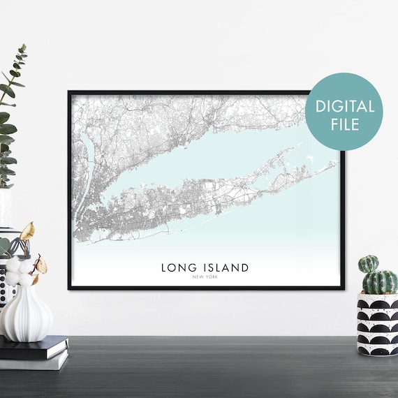 Long Island New York Street Map Minimalist Travel City Decor Poster