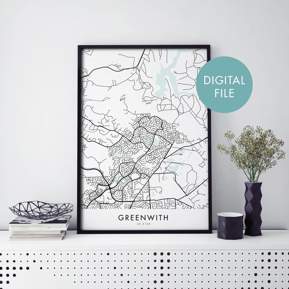 Greenwith South Australia City Street Map Minimalist Art Poster